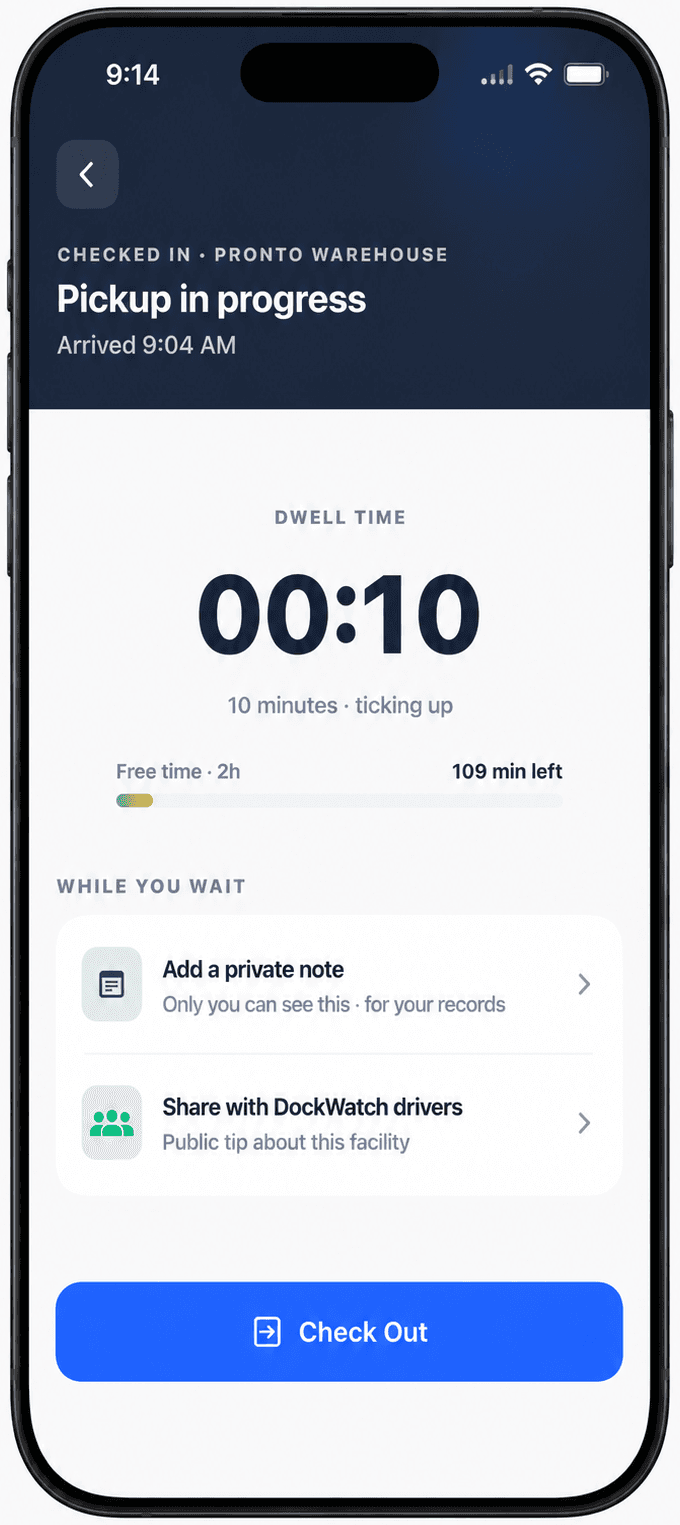 Live dwell timer during a stop